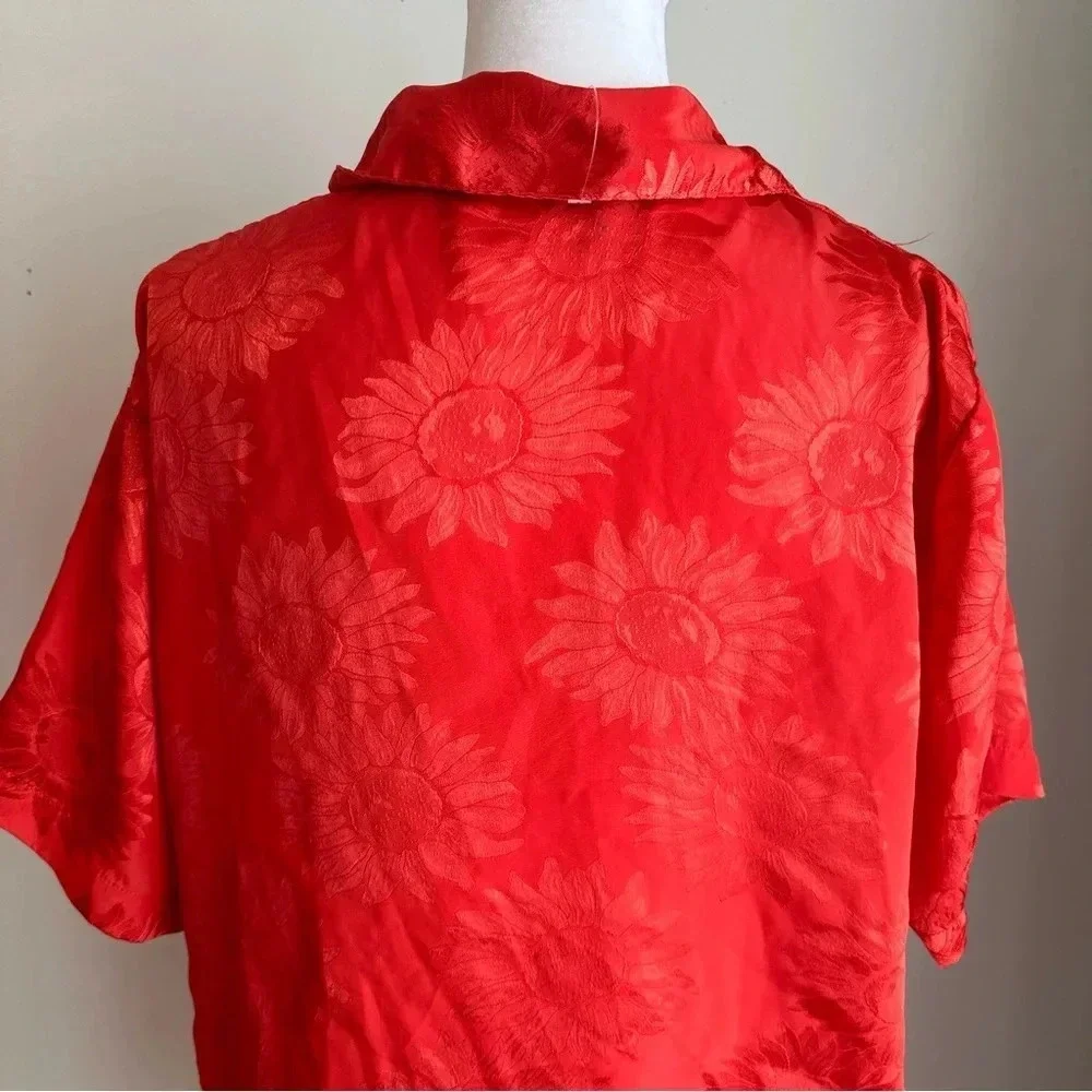 Vintage Victoria’s Secret Sunflower Print Button Up Nightgown Orange S